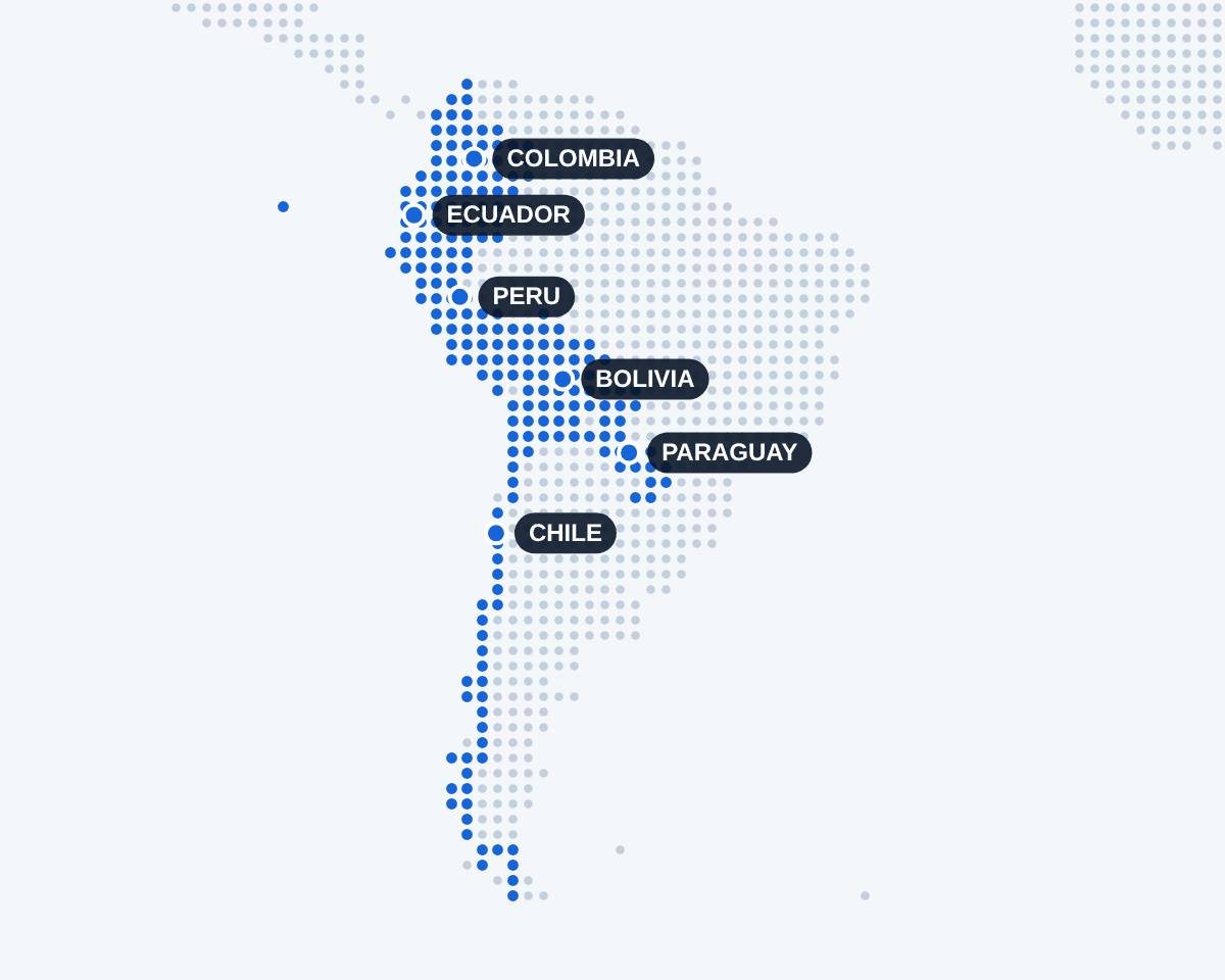 South America partner markets map